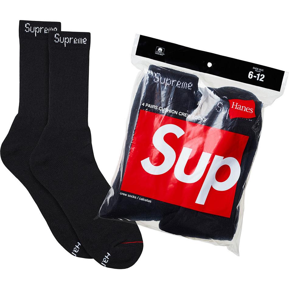 Supreme Hanes® Crew Socks (4 Pack) Sokker Sort | DK486YU