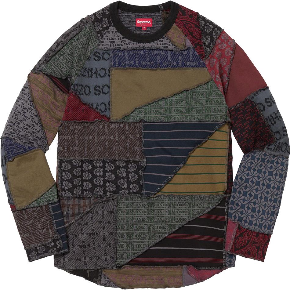 Supreme Patchwork Jacquard L/S Top Trøjer Sort Flerfarvede | DK266ZG