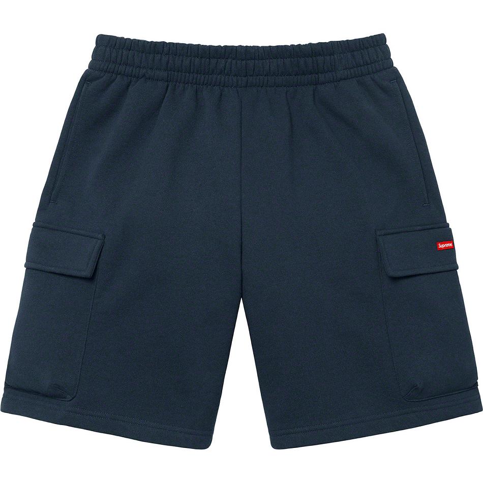 Supreme Small Box Baggy Cargo Sweat Shorts Mørkeblå | DK220MA