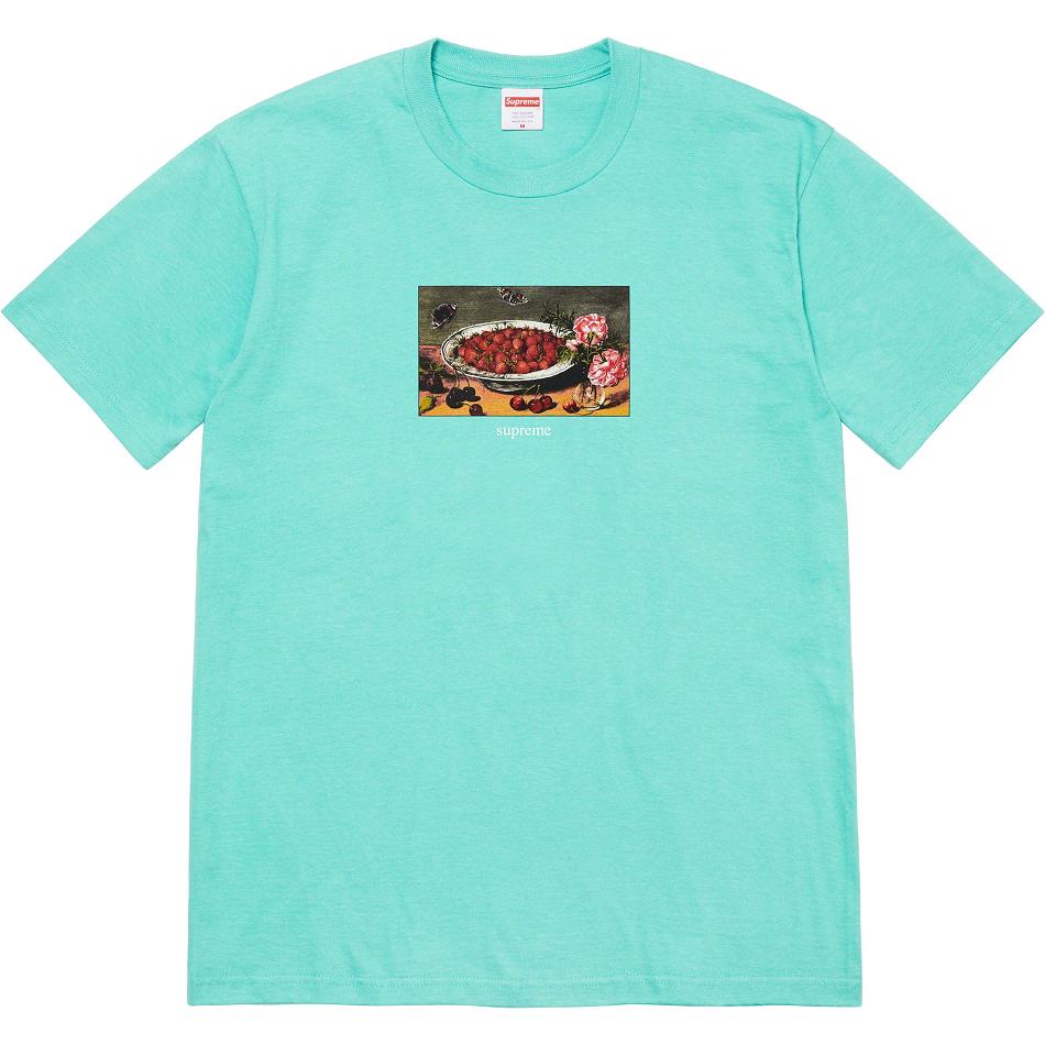 Supreme Strawberries Tee T Shirts Aqua | DK344ZG