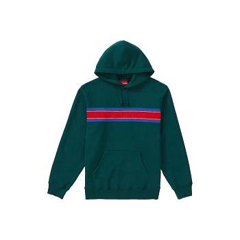 Supreme Chest Stripe Logo Hætte Sweatshirts Grøn | DK321VD