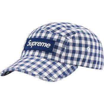 Supreme Gingham Camp Cap Hat Blå | DK476CE