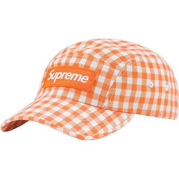 Supreme Gingham Camp Cap Hat Orange | DK473LH