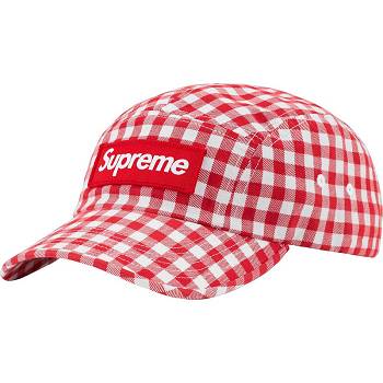 Supreme Gingham Camp Cap Hat Rød | DK477VD