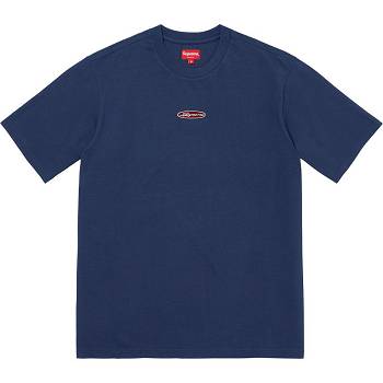 Supreme Oval Logo S/S Top Trøjer Mørkeblå | DK253UT