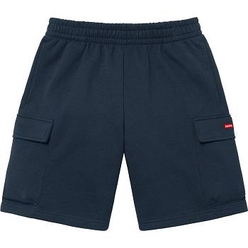 Supreme Small Box Baggy Cargo Sweat Shorts Mørkeblå | DK220MA