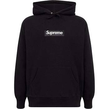 Supreme White Logo Hættetrøje Sort | DK130FM